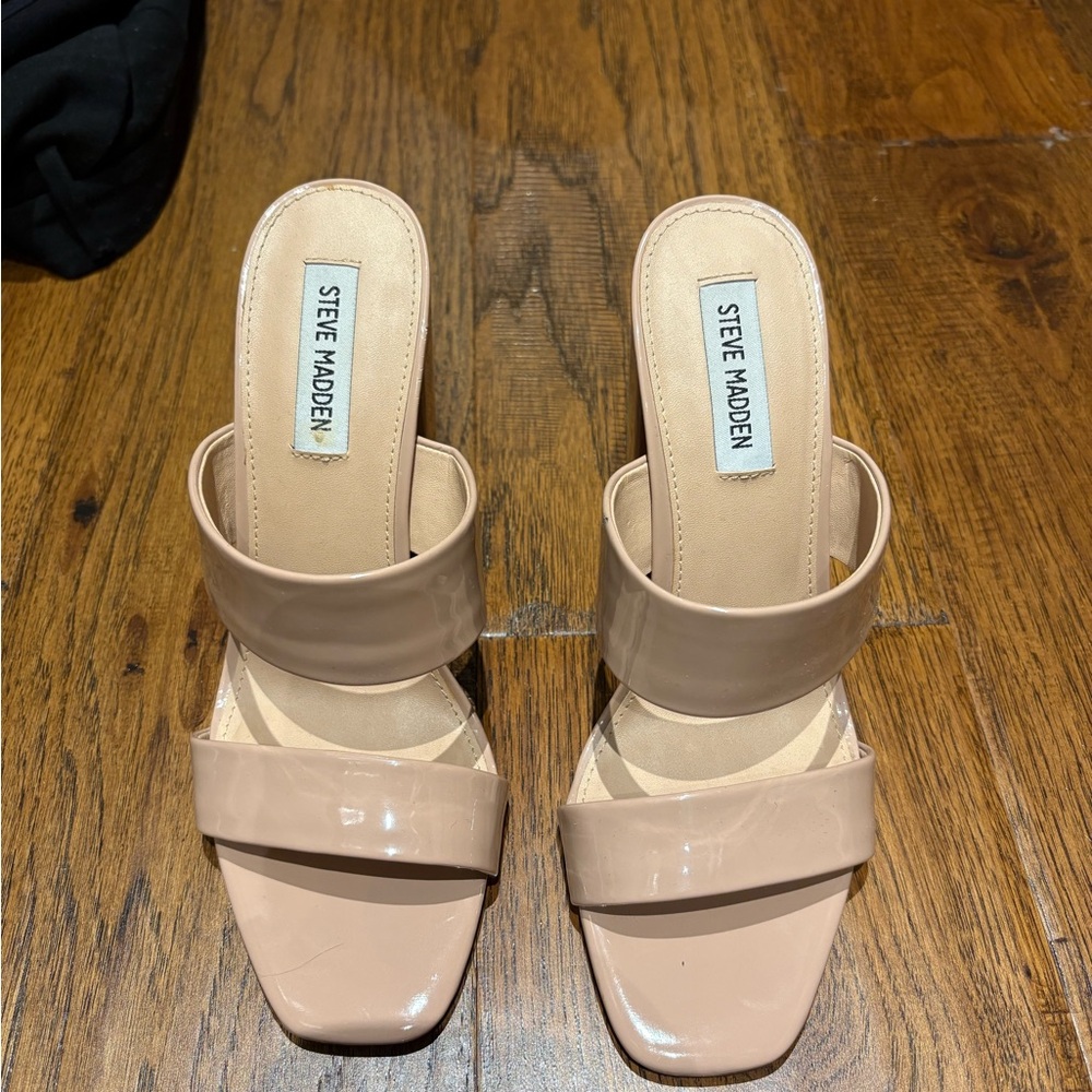 Steve Madden Tan Mules Elegant Block Heel